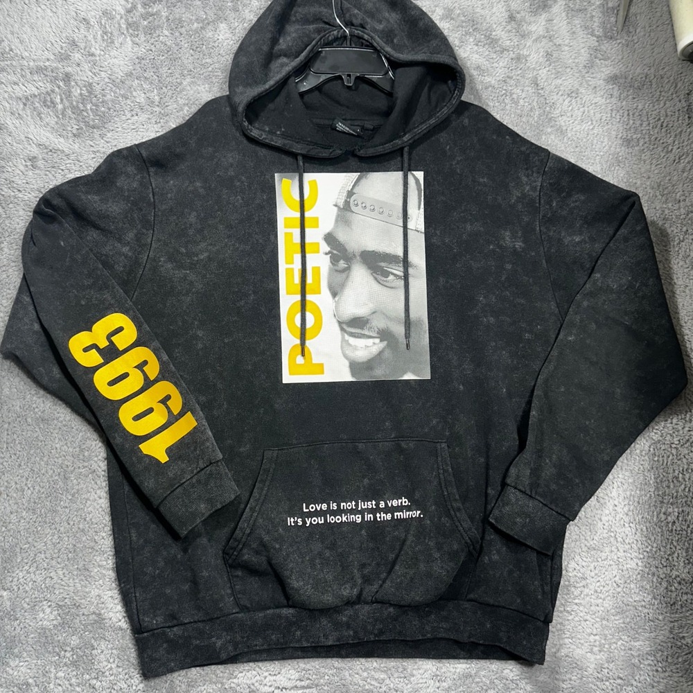 Chemistry Poetic Justice Hoodie Mens XL Grey Tupac 1993 Acid Wash Graphic Pullov
